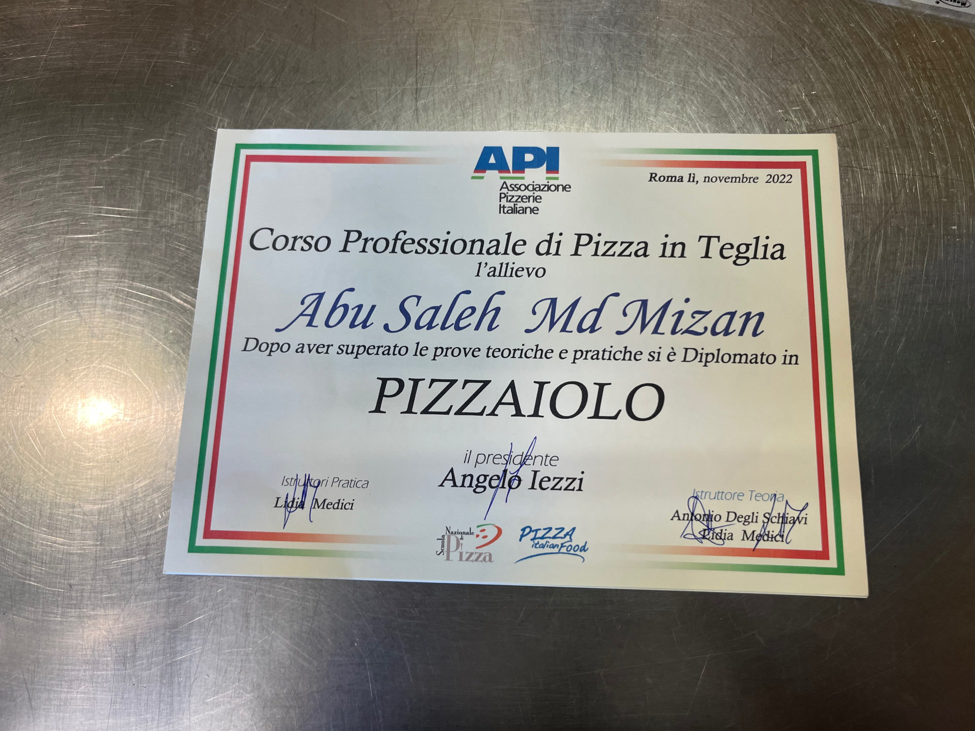 Diploma professionale di Pizzaiolo di Abu Saleh Md Muzan
