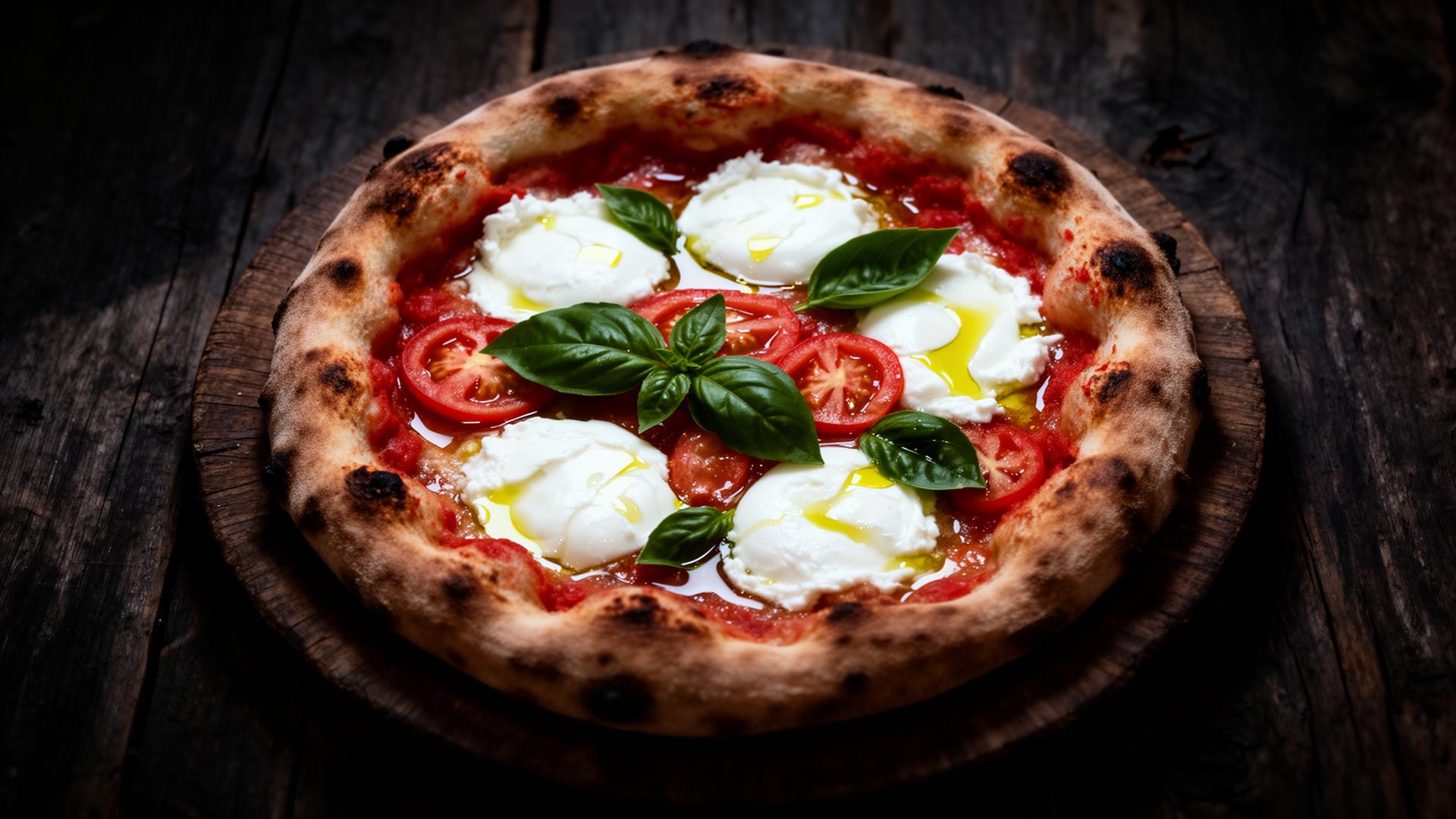 Pizza Margherita con burrata e basilico fresco